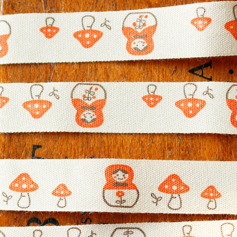 15 мм русская кукла ручной работы хлопок лента мультфильм гриб тесьма лента для упаковки швейная лента ткань тесьма
