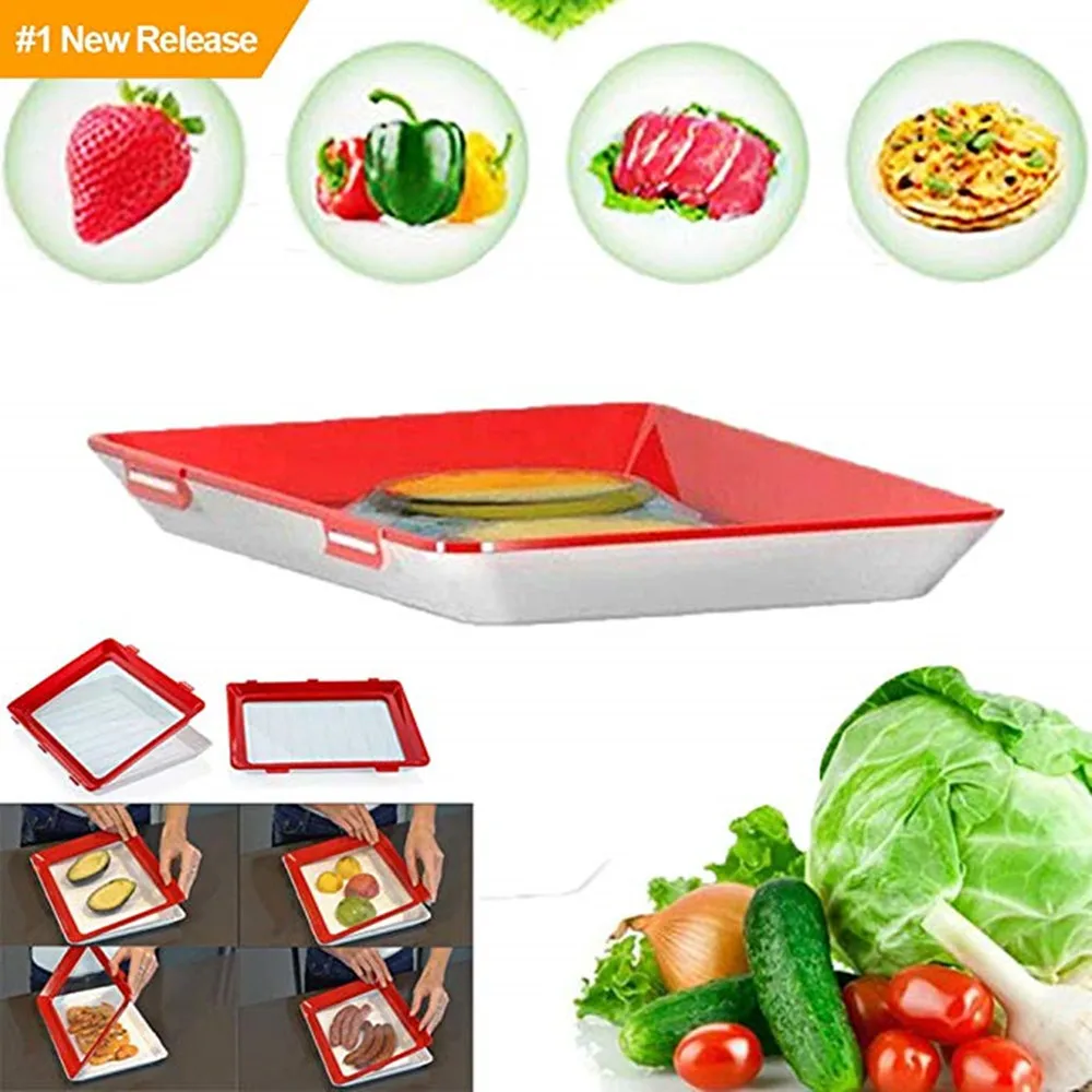 4PC Clever Tray Creative Food Preservation Fresh Plastic Storage Container Refrigerator Microwave Cover | Дом и сад