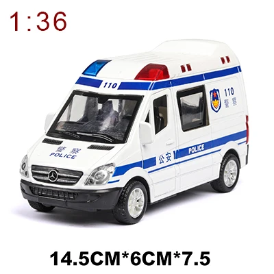 Литая 1:32, больничная скорая помощь, Полицейская DHL, металлическая модель автомобиля, оттягивающий звук и светильник, игрушечный автомобиль из сплава, Томас тайо, автобус - Цвет: Police car