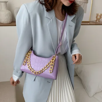 

2020 new summer female bag niche retro armpit bag chain purple baguette bag messenger bag hand bag handbag women