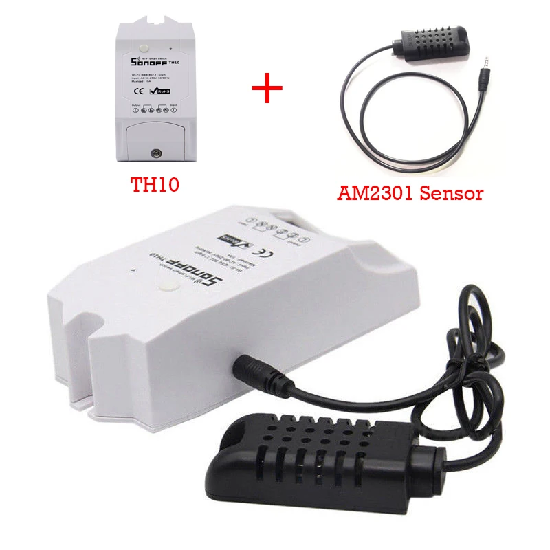TH10 add AM2301 Sonoff TH10/TH16 умный дом Wi-Fi переключатель температура монитора Датчики влажности работа с Alexa Google Home Управление по eWeLink - Комплект: TH10 add AM2301
