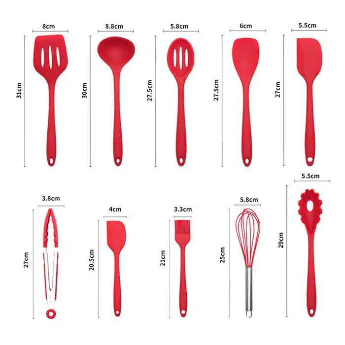 Прочные практичные термостойкие силиконовые кухонные принадлежности черный/красный кухонный инструмент