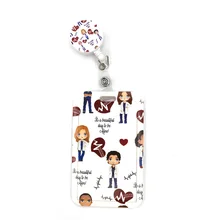 

Grey's Anatomy Doctor Nurse Fashion Women Card Holder Lanyard Colorful Retractable Badge Reel Nurse Doctor Student Exhibition ID