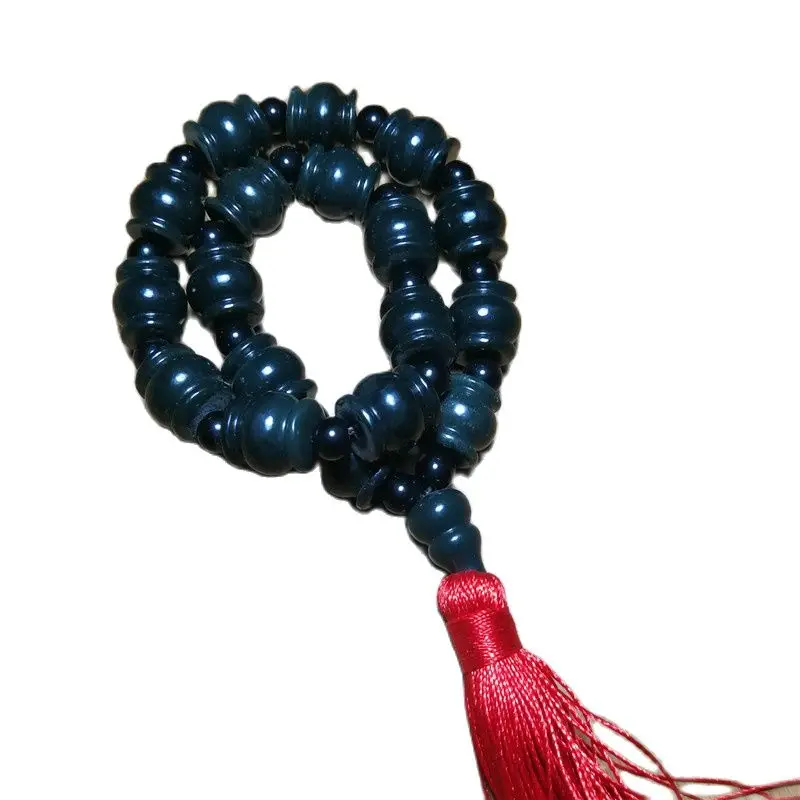 

China Hand Carved Natural Hetian Blue Jade Bead Bracelet