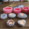 Handmade Diy Candle Mold Candlestick Cement Concrete Silicone Mold Lotus Heart-shaped Aromatherapy Plaster Ornaments Drop Glue ► Photo 1/5