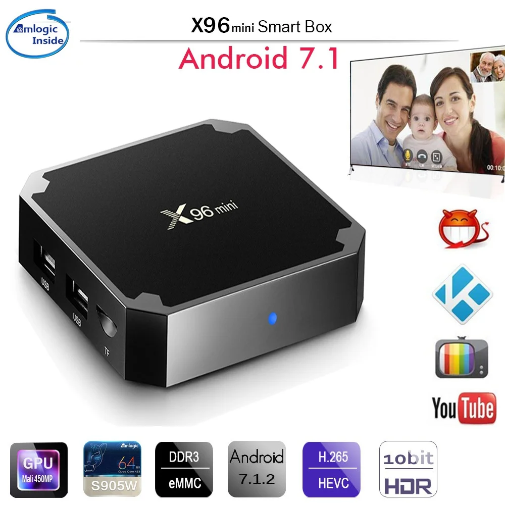 DOITOP 2 Гб 16 Гб wifi 100 м LAN Smart Android tv Box Android 7,1 4K 1 ГБ 8 ГБ Поддержка 3D HD медиаплеер X96 Mini Smart tv BOX