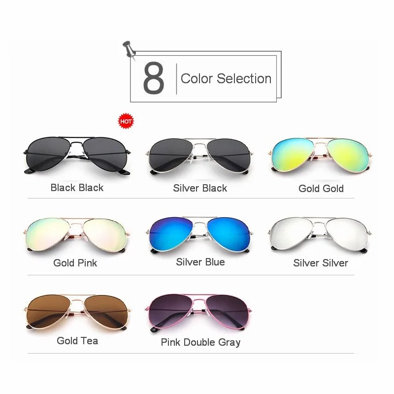 Classic Aviation sunglasses Boy Girl Colorful Mirror Pilot Sun Glasses Children Sunglasses Kids Sunglasses Eyewear