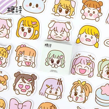 

46 Pcs/set Kawaii Journal Stickers Cute Cartoon Girl Avatar Stickers Scrapbooking Decorative Stationery Paper Stickers
