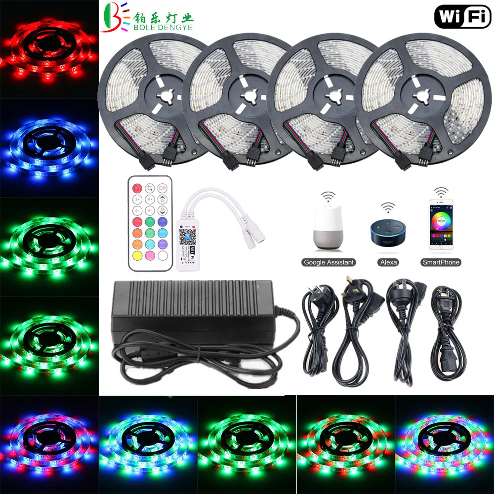 Радиочастотный пульт дистанционного управления WiFi RGB Светодиодная лента 12 в 60 светодиодный s/m SMD 2835 водонепроницаемый гибкий светодиодный ленточная гирлянда 15 м 20 м для украшения дома