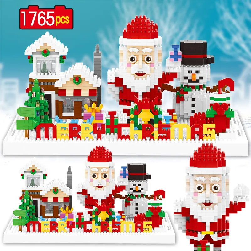 

1765pcs DIY Assembly Santa Claus Snowman Christmas House Builiding Blocks Mini Bricks Educational Cartoon Toys for Children Kids