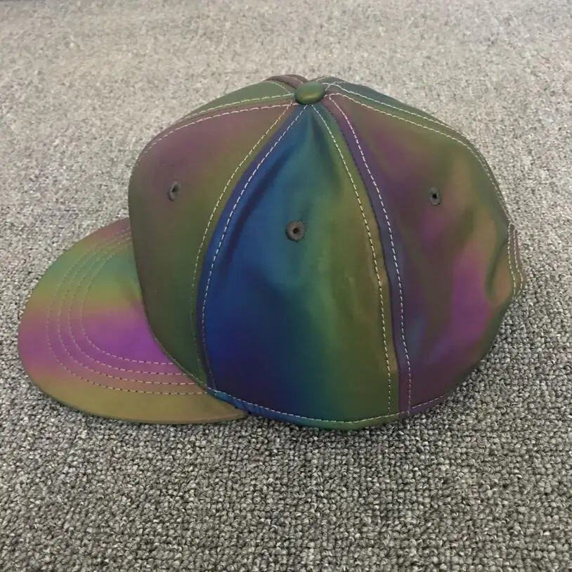 Высококачественный цветной, отражающий бейсболки хип-хоп snapback мужские и женские радужные Цветные Светоотражающие шапки уличная Прямая