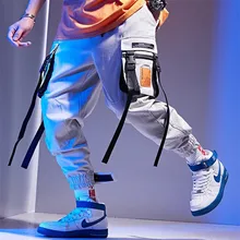 HEYGUYS, новинка, Мужская Уличная одежда, штаны для бега в стиле хип-хоп, с лентами, дизайнерские штаны для бега, мужские повседневные брюки-карго, спортивные штаны, M-XXL