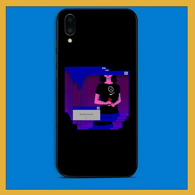 TOPLBPCS сад аниме эстетика Vaporwave черный мягкий чехол для телефона из ТПУ Vivo Y91C 31 53 19 11