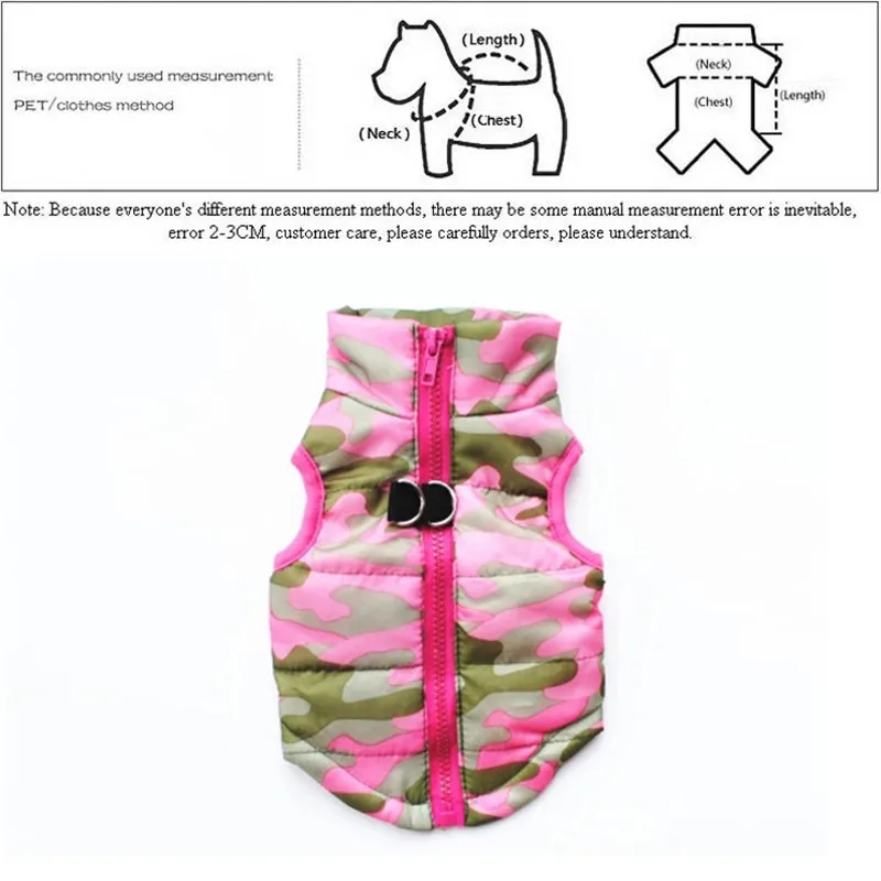 Pink Camouflage 4YANG куртка для собак, мягкое водонепроницаемое зимнее пальто, теплая ветровка для домашних животных, одежда для щенков, жилет, Осень-зима, современный жилет для собак - Цвет: Pink Camouflage