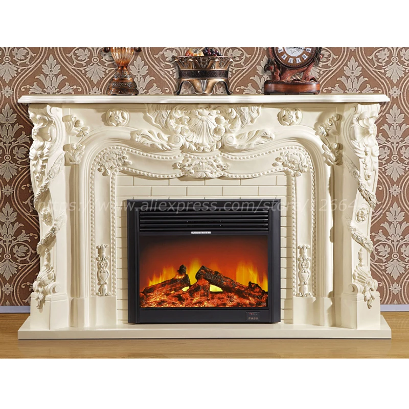 Deluxe Fireplace W186cm European Style Wooden Mantel Plus Electric Insert  Firebox Burner Artificial LED Optical Flame - AliExpress