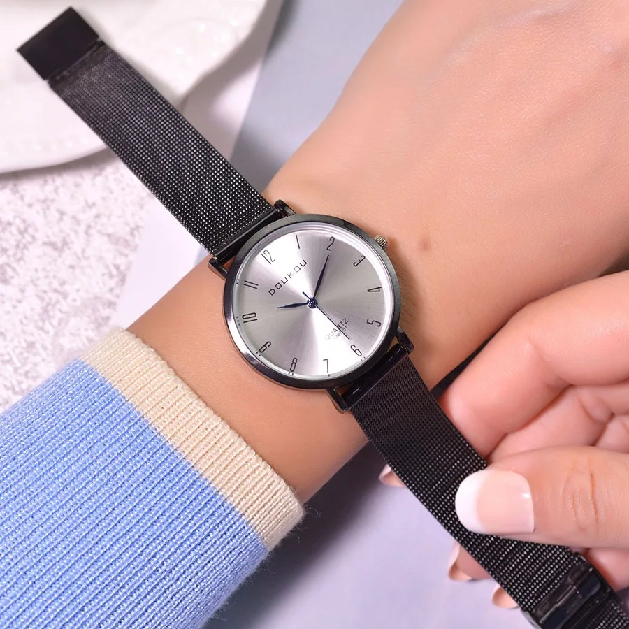 

Unisex Mesh Belt Watch Women's Simple Elegant Students Korean-style Simple INS College Style Women's Fashion Quartz Watch