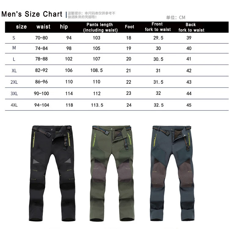 Winter Solft Shell Pants Men Ski Pants Men Skiing Pants Waterproof Snow Pants Thicken Fleece Hiking Pant Snowboard Trousers