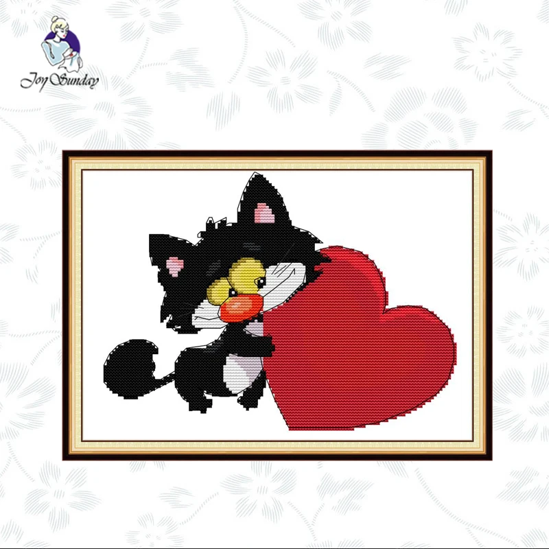 

Joy Sunday,Black Cat,cross stitch embroidery kit,11CTor14CT Printed Fabric,Animal pattern cross stitch,counted cross stitch kits