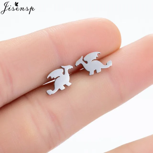 Mini Stainless Steel Earings Fashion Jewelry Small Animal Ear Studs Punk Cross Star Dragon Ballet Stud Earrings Pendientes Gifts GED251