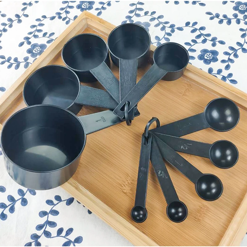 10 шт. набор Черных Пластиковых мерных ложек для кухни и выпечки, измерительные инструменты