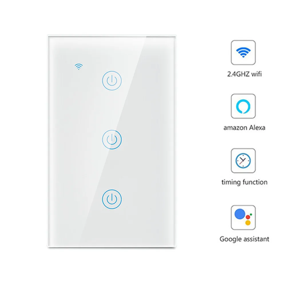 Lonsonho Wifi смарт-коммутатор Tuya Smartlife беспроводной пульт дистанционного управления 1 2 3 банда US Сенсорная панель Переключатель совместимый с Alexa Google Home