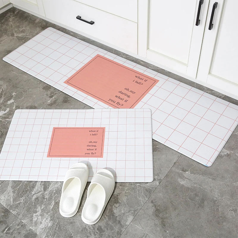 Nordic net red kitchen floor mat oil-proof waterproof strip anti-skid foot mat into doorway mat household carpet - Цвет: 13