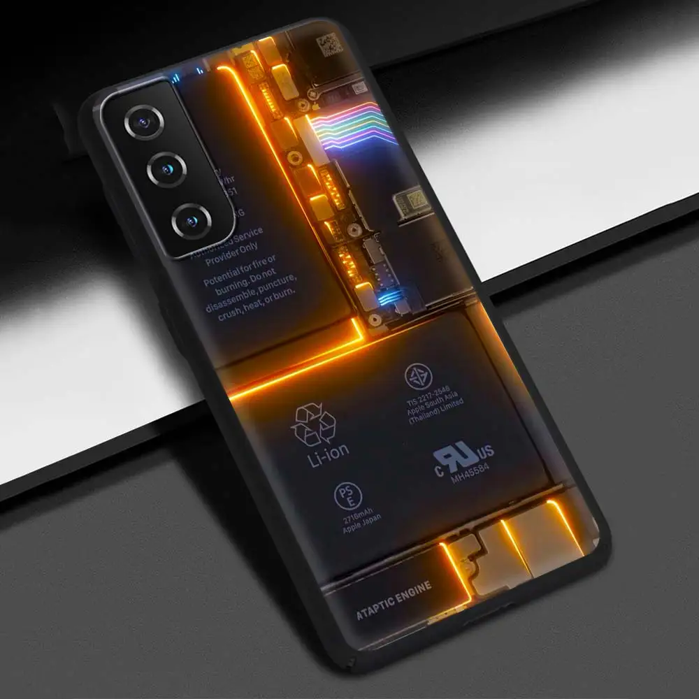Sleek Silicone Black Phone Cover with Circuit Board Design