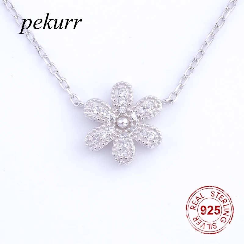 Pekurr, 925 пробы, серебро, большие 6 листьев, цветок ромашки, ожерелья для женщин, ювелирные изделия в стиле бохо, серебряная цепочка