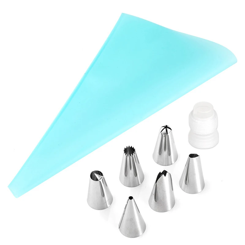 14Pcs Kitchen Cake Icing Piping Silicone Pastry Bag Tips Cream Decorating Reusable Bags DIY Set | Дом и сад