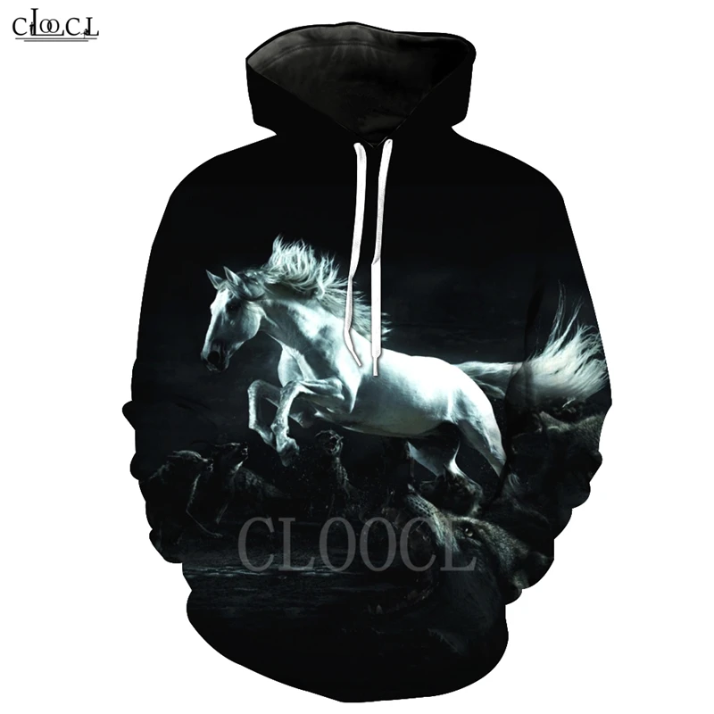 

Animal White Horse Hoodies Men/Women 3D Print Harajuku Hoodie Sweatshirt Art Horse Casual Streetwear Pullovers T317