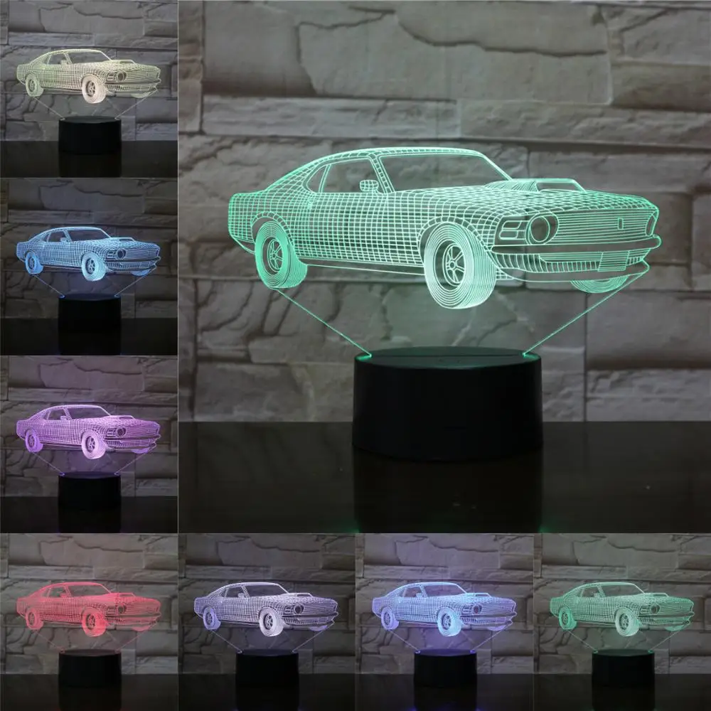 Винтажная трансформируемая Автомобильная 3d лампа разноцветный ночник Декор для