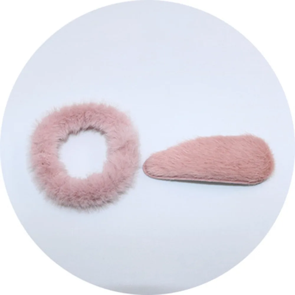 Зимний Теплый мягкий кроличий мех Scrunchie для женщин девочек эластичные волосы резинки клипсы набор плюшевая повязка для волос Веревка резинки для волос доступ