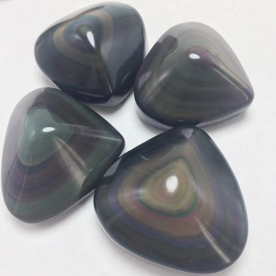Natural Rainbow Obsidian Cat Eyes Quartz Crystal Heart Stones Healing Quartz Crystals And Minerals Specimen Decor Gift 6