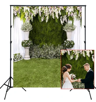 

wedding garden flower spring green grass backdrop bridal shower party decor Photo Background Photocall studio photophone SM361