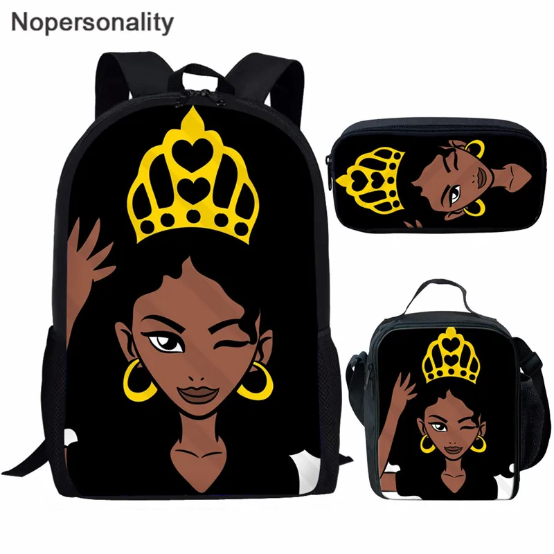 Nopersonality черный рюкзак для девочек в африканском стиле комплект школьных сумок для Детские рюкзаки Melanin женская сумка рюкзак Mochila - Цвет: Z5215CGK