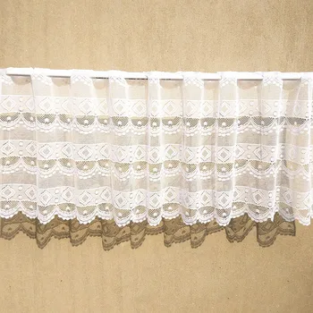 

1pc Lace Coffee Curtain Window Tulle Wave flower Style Curtains For Living Room Kitchen Treatments Voile Curtain Festival Decor