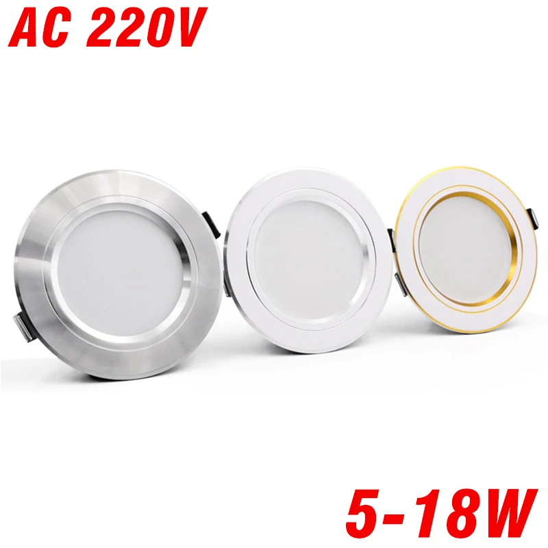 

LED Downlight Ceiling 5W 9W 12W 15W 18W led light Gold/Silver/White Body AC 220V 230V 240V led Ceiling lamp
