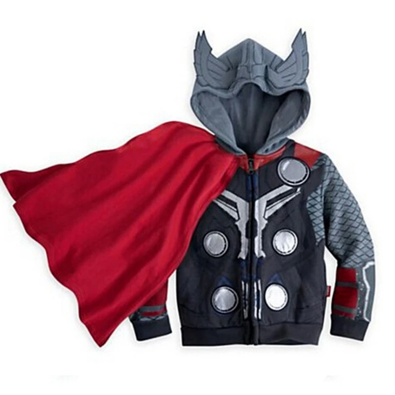Kids Hoodie Sweatshirts Marvel Hulk Spider-Man Captain America Avengers Cartoon Zipper Hoodie