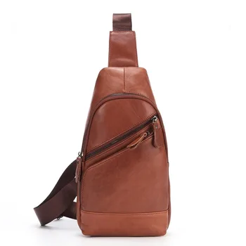 

High Quality Men Genuine Leather Cowhide Vintage Sling Chest Back Day Pack Travel Fashion Cross Body Messenger Shoulder Bag