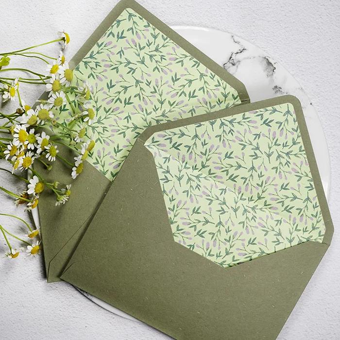 5pcs/set Retro Avocado Green Literary Forest Frosted Texture Envelope Simple and Fresh Card Protector Invitation Envelopes retro envelope bronzing envelope for 7 5 greeting card wedding invitation