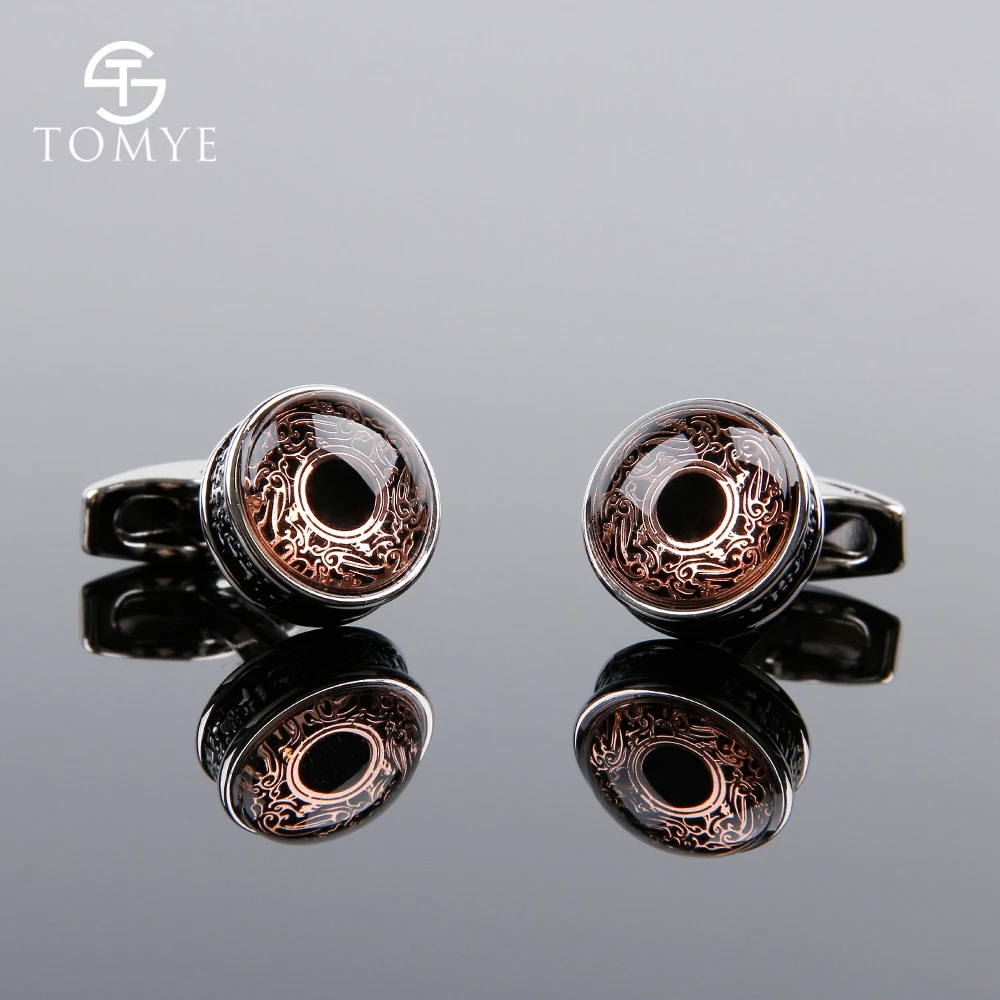 

TOMYE Silver Vintage Round Pattern Brass Button Wedding Cufflinks for Men Custom XK19S129