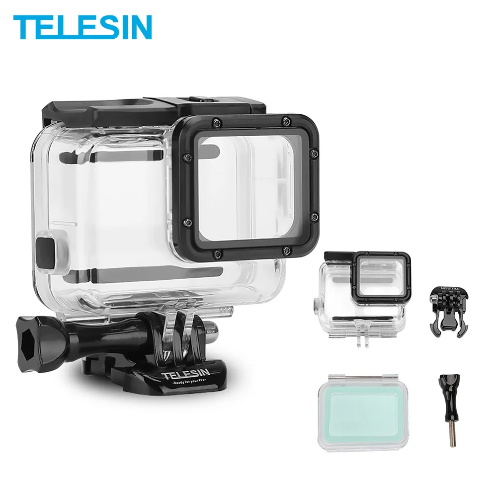 Günstige TELESIN 45M Unterwasser Gehäuse Wasserdicht Fall + Berührbaren Abdeckung für Gopro Hero 5 6 Hero 7 Schwarz Kamera zubehör