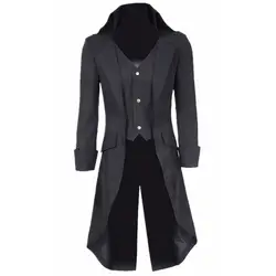 Крутая мужская длинная куртка в стиле стимпанк магический костюм для выступлений викторианская готика Блейзер Куртка повседневное пальто