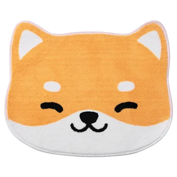 

ELEG-Household Comfort Carpet Cartoon Pattern Bathroom Non-Slip Mat Kitchen Absorbent Pad Shiba Inu Yellow Flocking