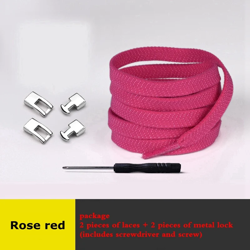 Rose red Эластичные Шнурки плоские без шнурков шнурки для обуви 1 секунда быстрая перекрестная Пряжка замок обувь кружева дети взрослые Досуг Кроссовки Ленивые шнурки - Цвет: Rose red