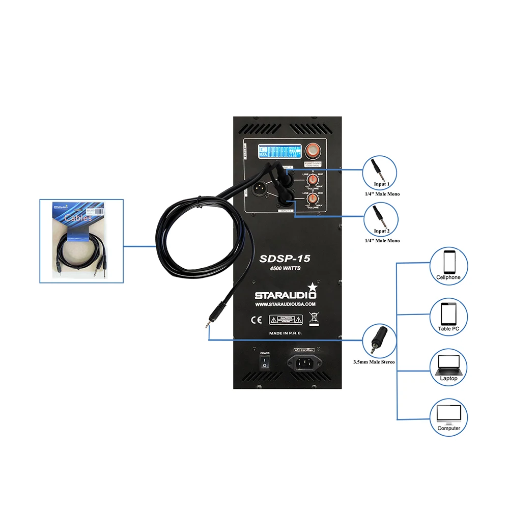 STARAUDIO 15 дюймов 4500 Вт Мощный активный динамик PA DJ KTV вечерние Клубные бар