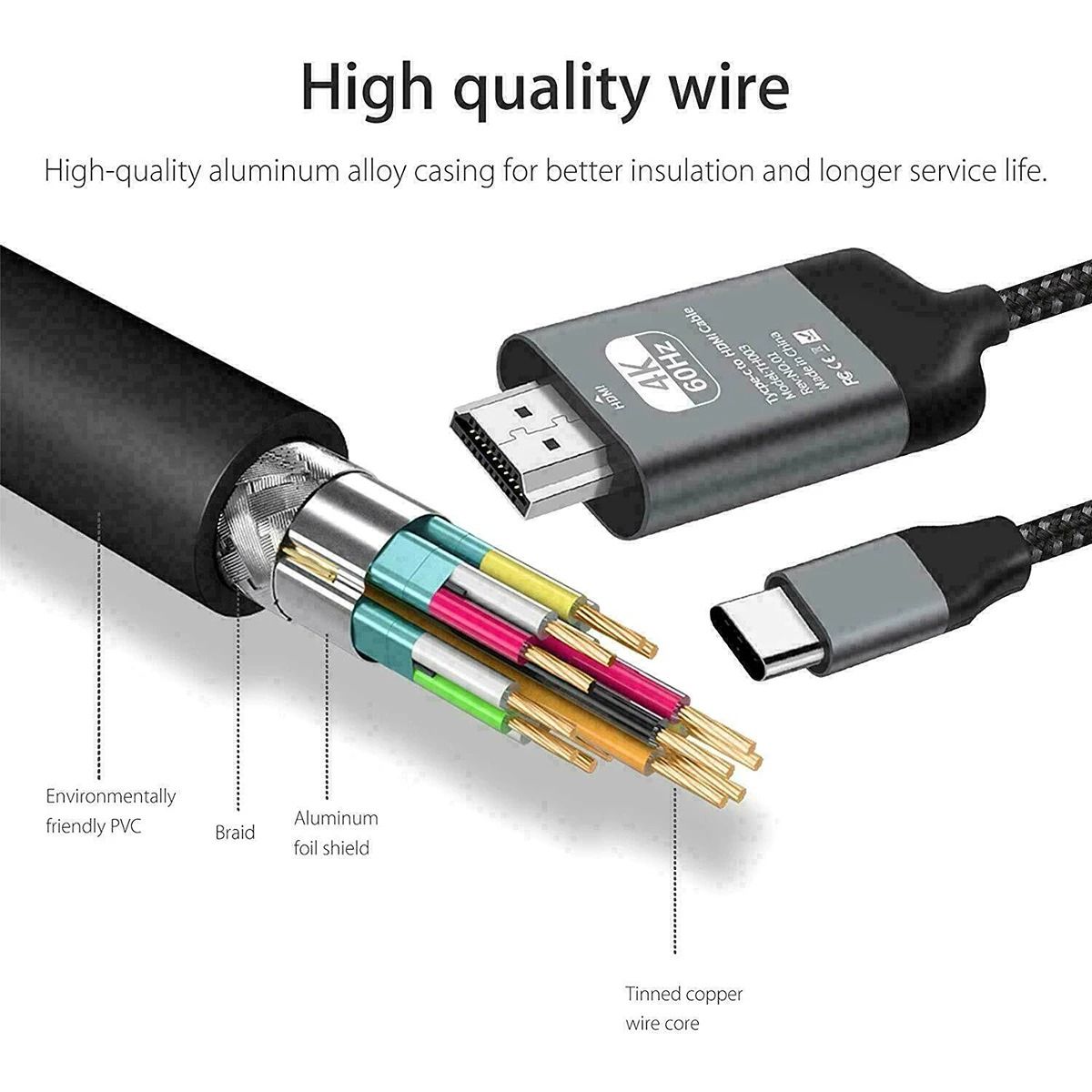 SOONHUA type-C к hdmi-кабель, адаптер с поддержкой зеркального режима 4 к 60 Гц теплоизоляция USB C к HDMI HDTV AV tv кабель 2 м