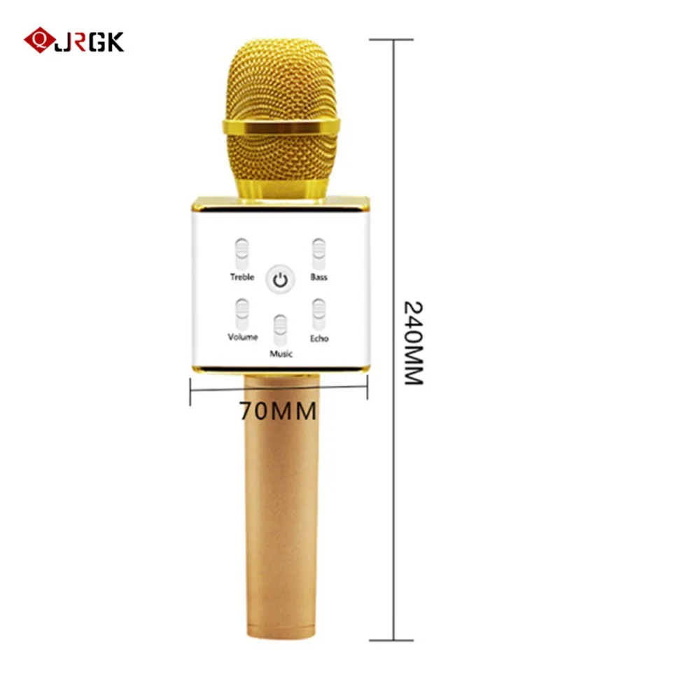 JRGK бренд Q7 Bluetooth для Iphone, Android микрофон для караоке Беспроводной Профессиональный плеер динамик с несущих чехол