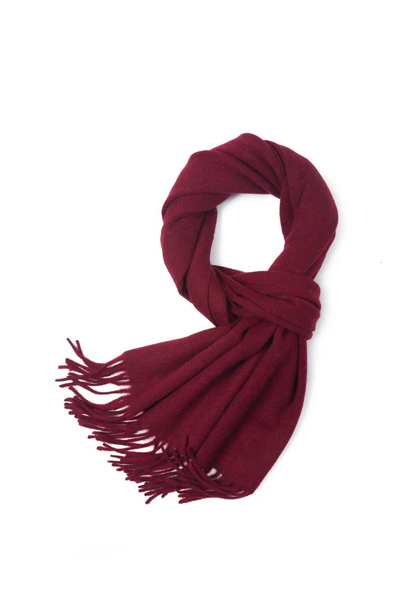 01 red wine red 32*185 см зимний шарф, мужской кашемировый шарф, мужской брендовый вязаный кашемировый шарф с кисточками - Цвет: 01 red wine red