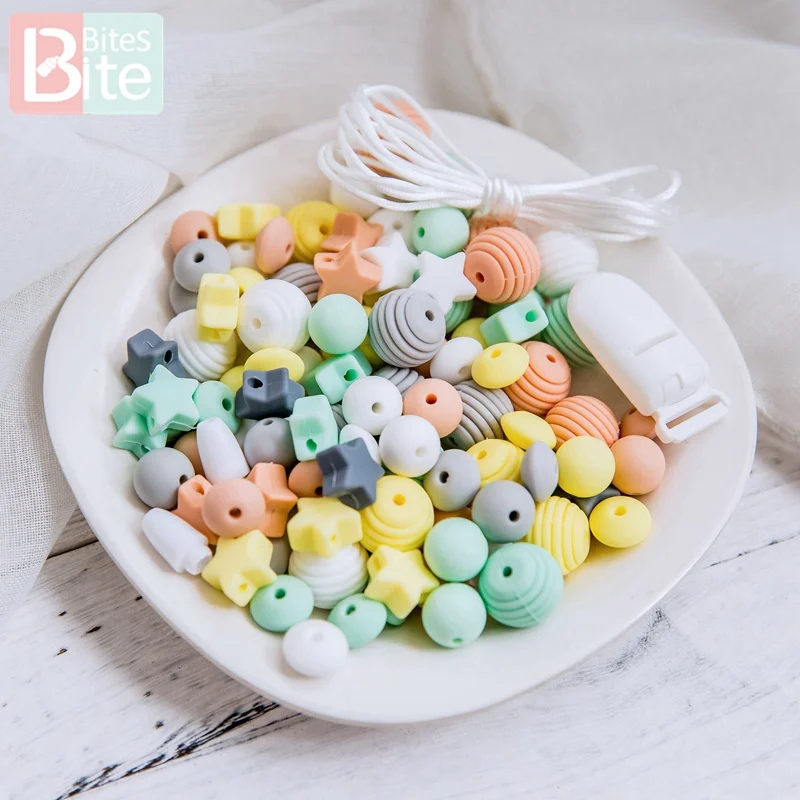 

1set Baby Teether Silicone Beads Set Diy For Pacifier Clip Chain Nursing Bracelets Necklace Food Grade Perle Silicone Rodent Toy
